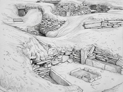 Fondations en pierre de Skara Brae