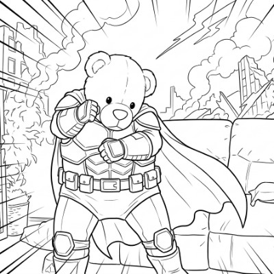 Superhelden-Bär in der Stadt