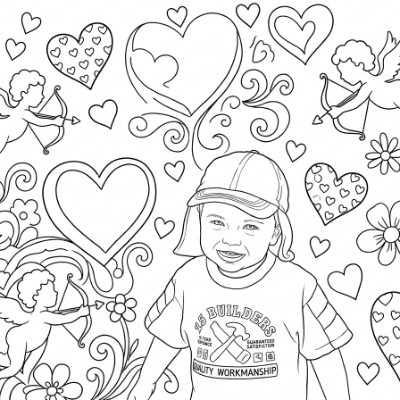 Pagina di San Valentino per bambino allegro