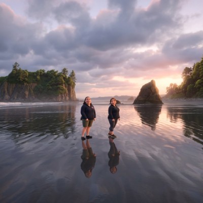 Scène de plage au crépuscule