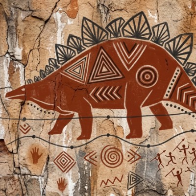 Mural z dinozaurem