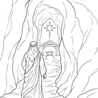 神聖な光と厩舎の情景