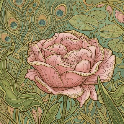 Rosa con ornamento botanico