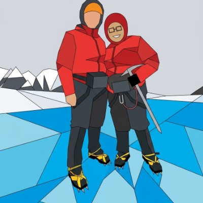 Glacier et grimpeurs