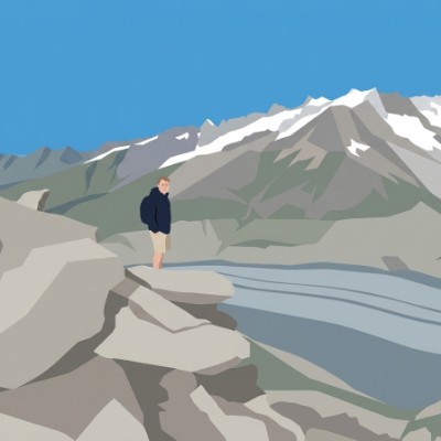 Mountain Lake Hiker