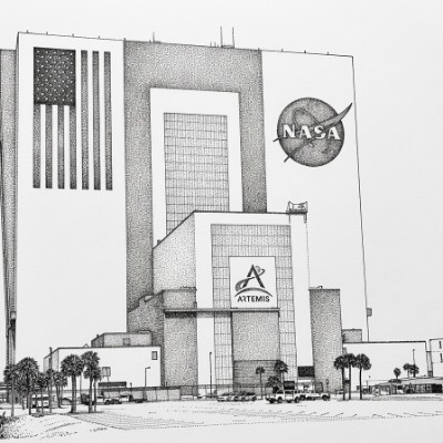 Space Facility in Dotwork